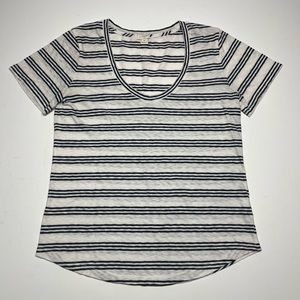 J Crew Striped Lightweight V-Neck Tee | Short Sleeve | Size M